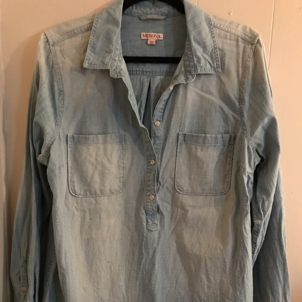 Target denim look button down shirt NWOT